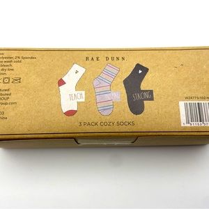 Rae Dunn Box Set of 3 Pairs of Cozy Socks with Teach, Inspire, Strong